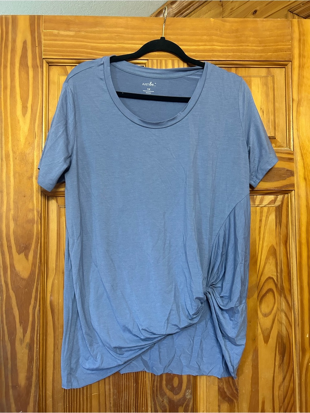 Just Be Blue Twist-Front Short Sleeve Women's Top